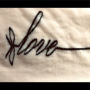 MODELED 1x Black back seam nude pantyhose love inscription at back ankle M/T